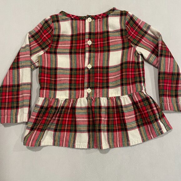 ~ Hanna Andersson 4 Plaid Flannel Top Long Sleeves Soft Red Green Black Shirt - Picture 3 of 13